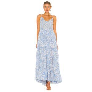 Misa Los Angeles Blue and White Maxi Dress